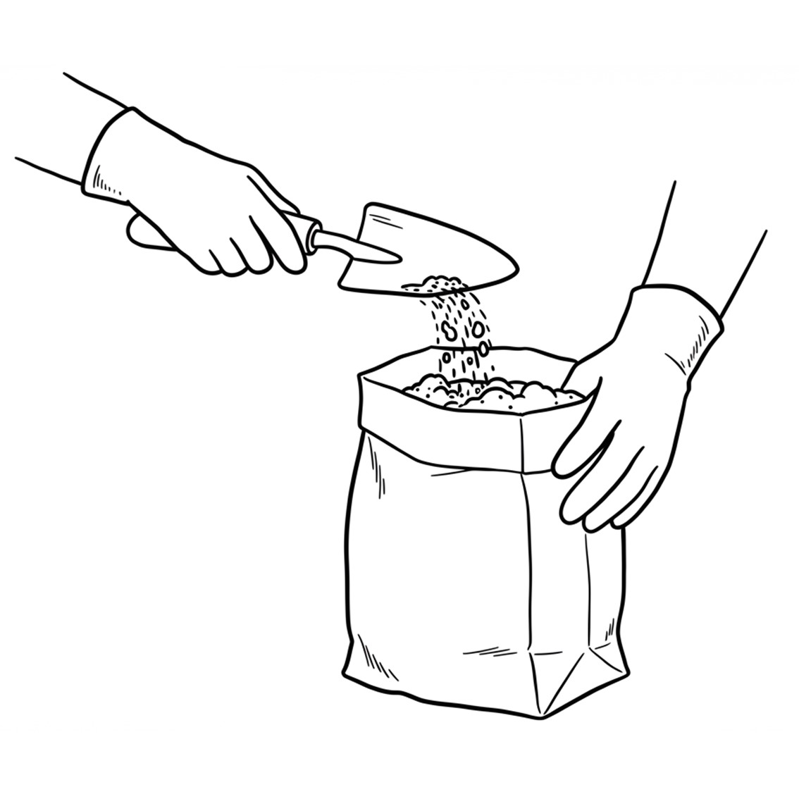 Step2：使用済み培養土を袋に入れる